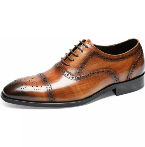 Handmade Men’s Tan Brogue Oxford Lace Up Shoes, Men Brown Dress Shoes, Shoes for Men