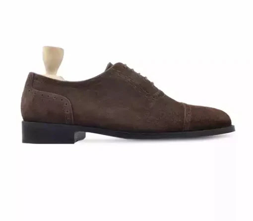 Handmade Men’s Brown Suede Oxford Dress Shoes, Men Brown Suede Formal Shoes
