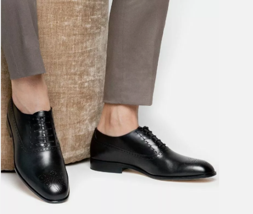 New Black Leather Brogue Formal Handmade Dress Shoes, Oxford Shoes, Office Shoes