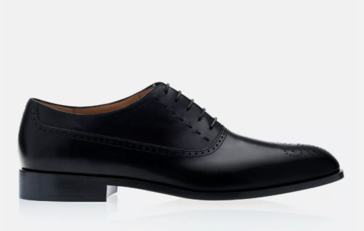 New Black Leather Brogue Formal Handmade Dress Shoes, Oxford Shoes, Office Shoes