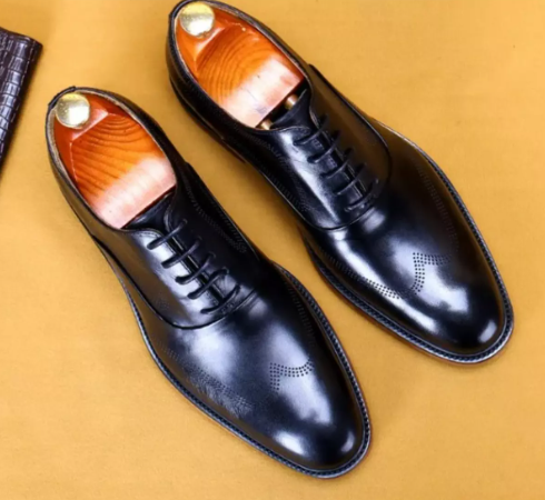New Men Black Brogue Wing Tip Oxford Handmade Leather Lace Up Dress Shoes, Men Wingtip Dress Shoes, Mens Shoe