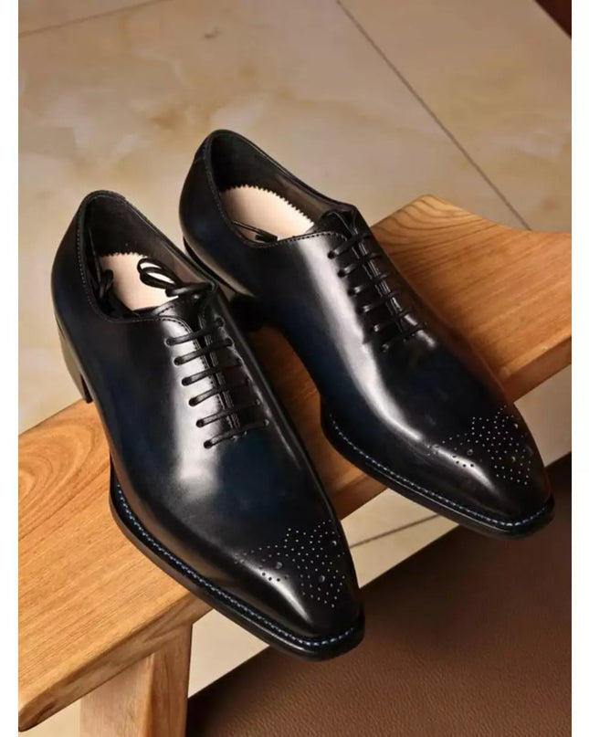 Handmade Men Shaded Blue Brogue Lace Up Dress Shoes, Men Leather Oxford Shoes, Men Brogue Shoes