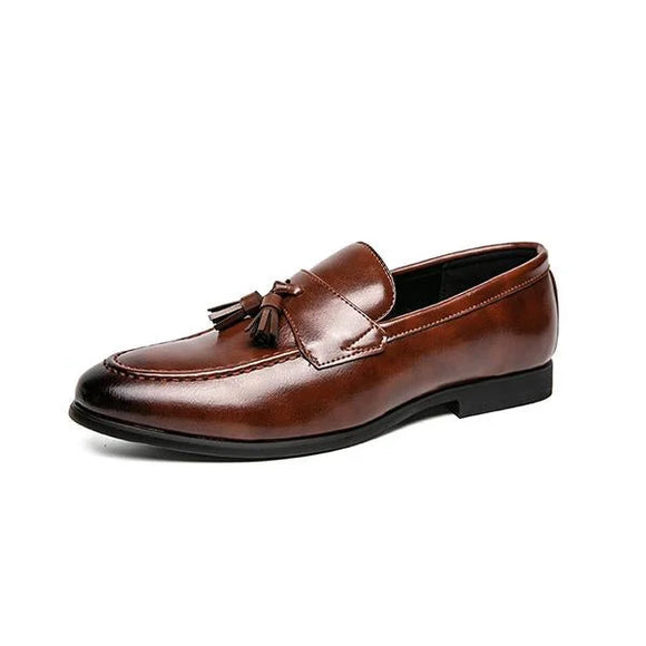 Handmade Men Dark Brown Leather Penny Tassels Moccasins , Slip Ons Dress Shoes