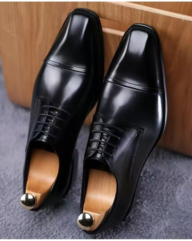 Handmade Mens Black Lace Up Tuxedo Shoes, Men Leather Oxford Shoes, Formal Shoes