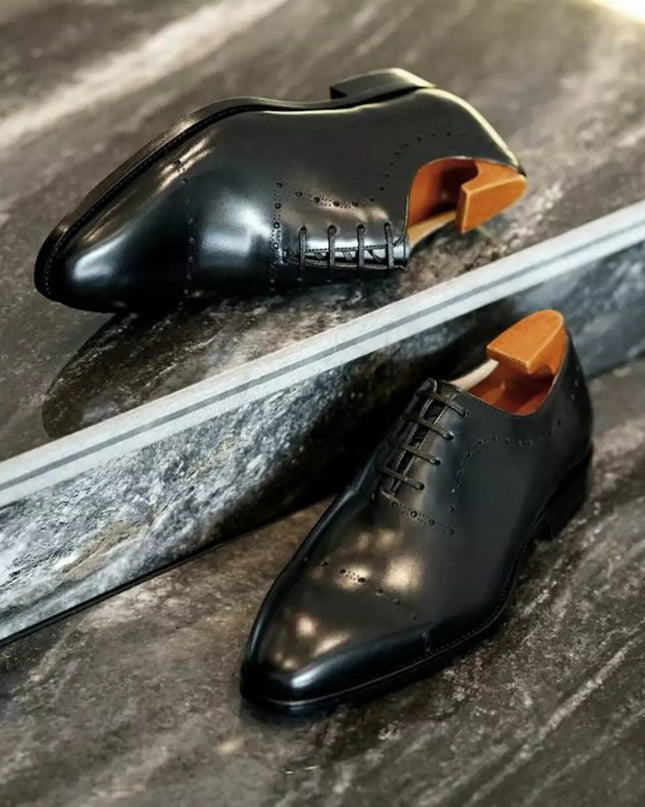Mens Black Tuxedo Handmade Dress Shoes, Men Leather Oxford Shoes, Shoes for Men