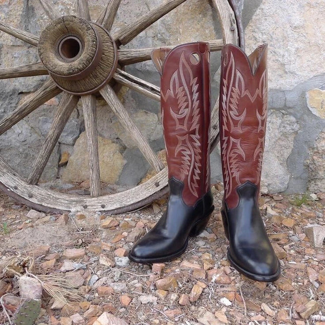Handmade Men Two Tone Leather Western High Ankle Formal Embroidered Cowboy Boots