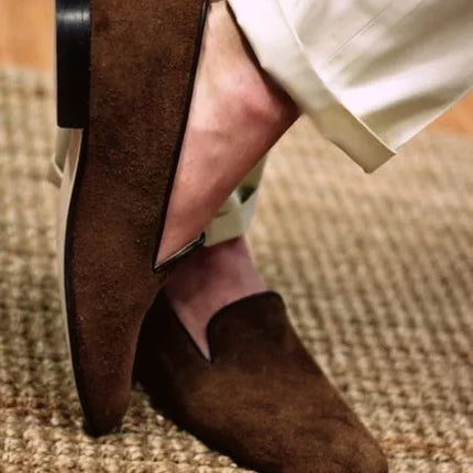 Handmade men brown penny loafer shoes, men slip on shoes, loafers