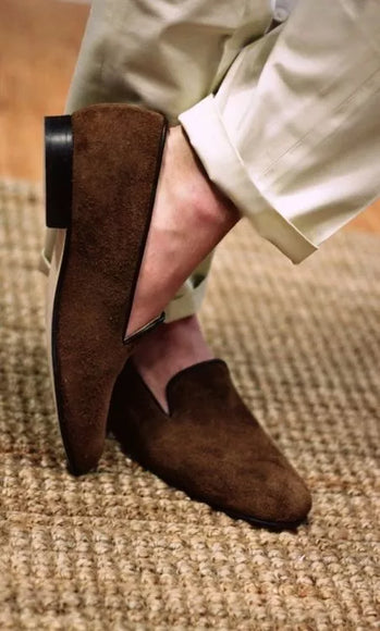 Handmade men brown penny loafer shoes, men slip on shoes, loafers