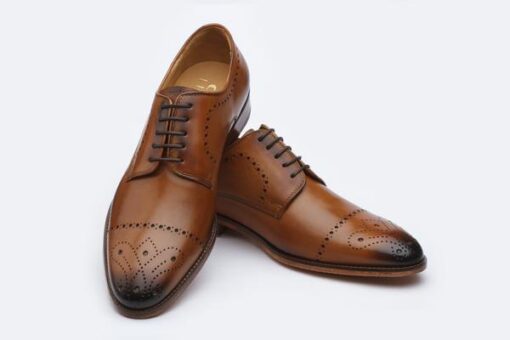 Men Handmade Brown Leather Brogue Derby Shoes, Office Shoes for men