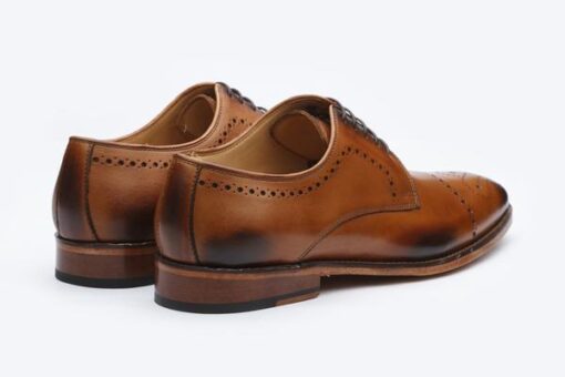 Men Handmade Brown Leather Brogue Derby Shoes, Office Shoes for men