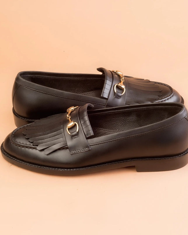 Men Handmade Brown Leather Luxury loafer Shoes with fringes, Casual Peas shoes