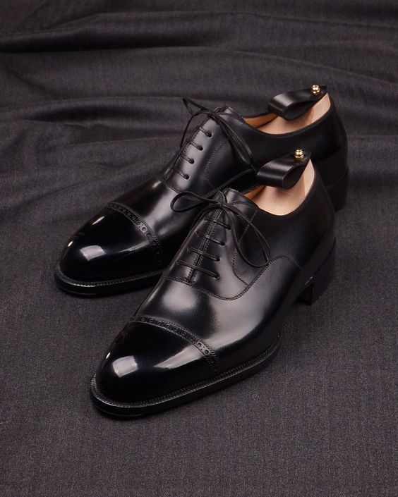 Men Black Leather Handmade Formal Dress Shoes, Oxford Shoes, Business Shoes