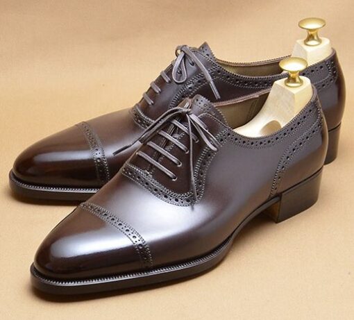 Men Brown Leather Handmade Formal Dress Shoes, Oxford Shoes, Business Shoes