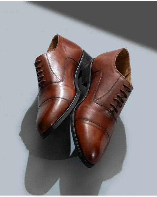 Handmade Men Tan Brown Dress Shoes, Men Brown Leather Lace up Oxfords Shoes