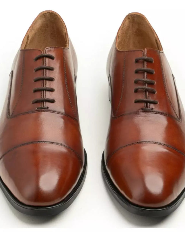Handmade Men Tan Brown Dress Shoes, Men Brown Leather Lace up Oxfords Shoes