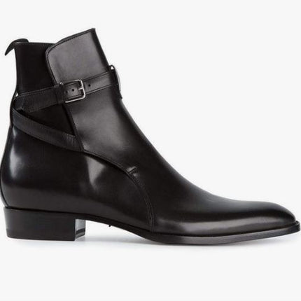 Handmade Men’s Black Jodhpur Ankle Monk Strap Dress Office Boots For Men’s Leather Ankle Business Boots