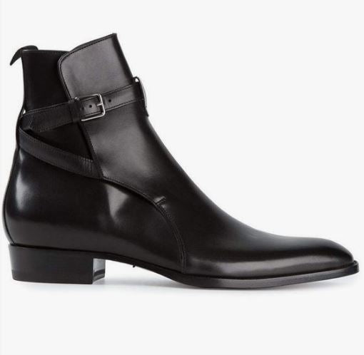 Handmade Men’s Black Jodhpur Ankle Monk Strap Dress Office Boots For Men’s Leather Ankle Business Boots