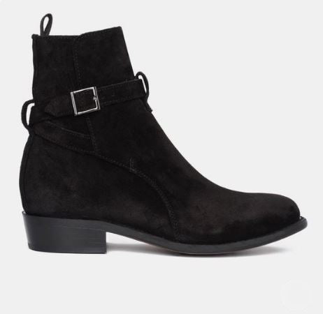 New men black monk strap jodhpur ankle suede dress boot, formal boot, business boots