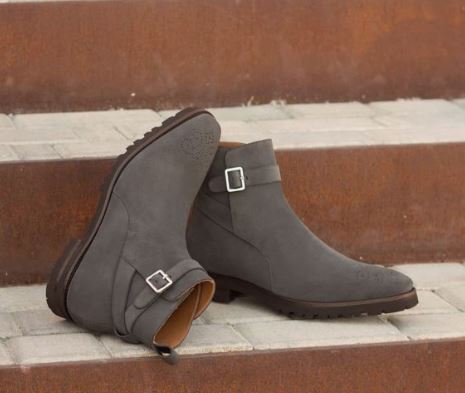 Men’s Dark Gray Jodhpur Ankle Monk Strap Dress Office Boots Suede Ankle Business Boots