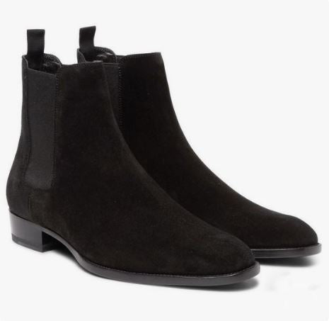 Men’s Dark Brown Chelsea Dress Office Boots Suede Ankle Business Boots