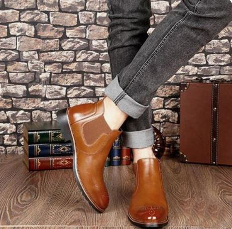 Handmade Men’s Brown Low Ankle Chelsea Dress Office Boots, Real Leather Ankle Business Boots