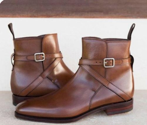 Handmade Men’s Dark Brown Ankle Jodhpur Dress Office Boots, Real Leather Ankle Business Boots