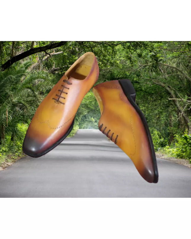 Handmade Men Tan Brown Lace Up Formal Dress Shoes, Men Brown Leather Brogue Oxfords Shoes