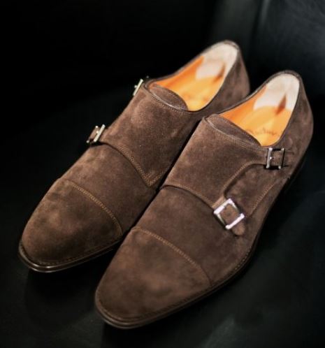 Handmade Men’s Brown Double Monk Strap Formal Dress Business Shoes, Real Suede Office shoes