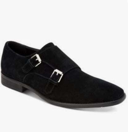 New Handmade Men’s Black Double Monk Strap Formal Dress Business Shoes, Real Suede Office shoes