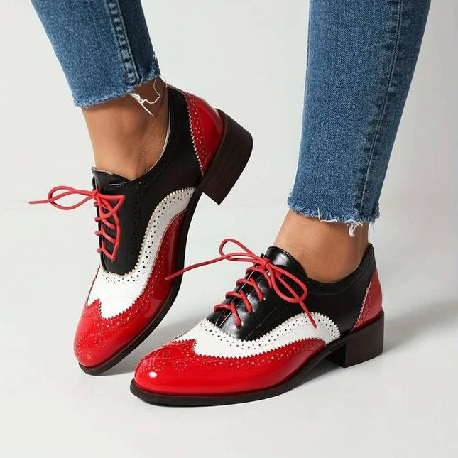 Handmade Women's Multicolor Leather Oxford Wing Tip Lace Up Brogue Dress Shoes