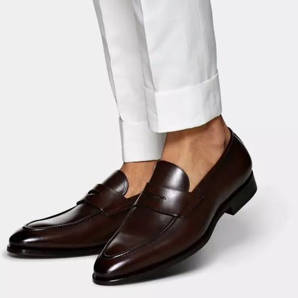 Handmade Men Dark Brown Leather Moccasins Dress Shoes, Party Wear Shoes