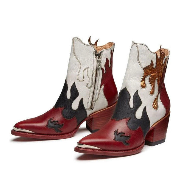 Handmade Women's Three Tone Leather Oxford Zipper High Ankle Fashion Party Boots
