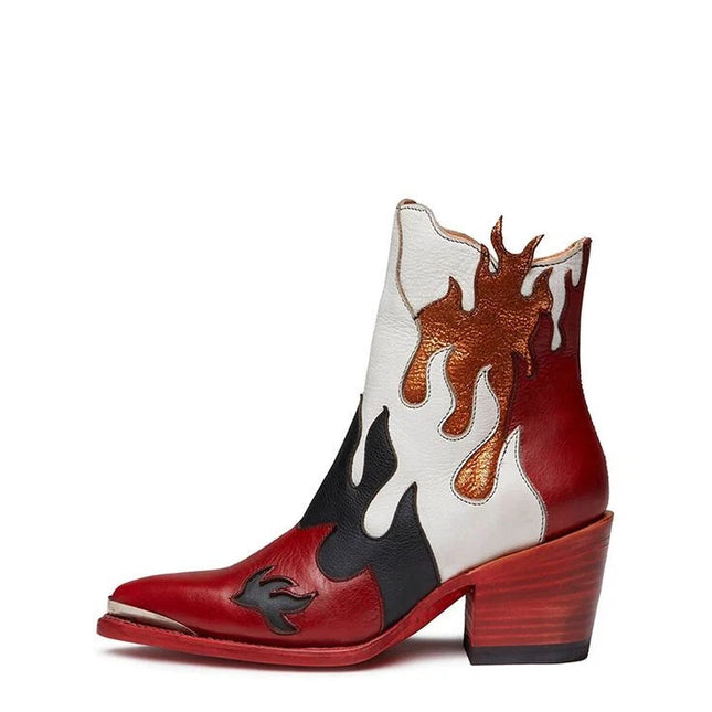 Handmade Women's Three Tone Leather Oxford Zipper High Ankle Fashion Party Boots