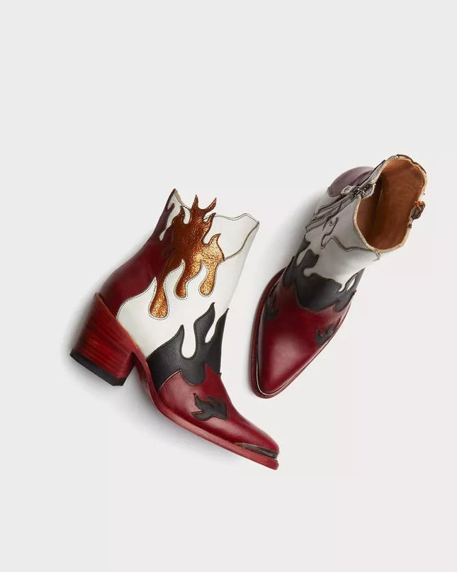 Handmade Women's Three Tone Leather Oxford Zipper High Ankle Fashion Party Boots