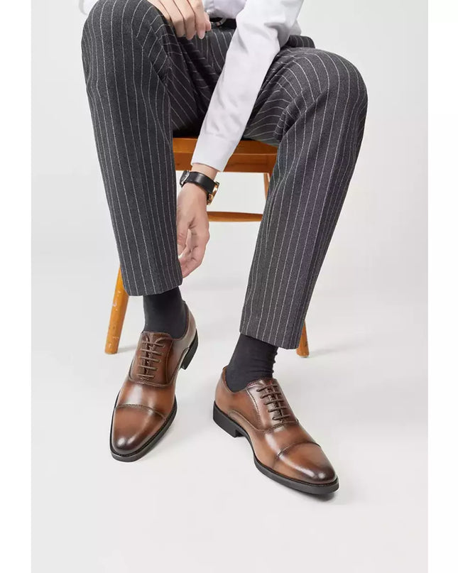 Handmade Mens Brown Oxford Lace Up Dress Shoes, Mens Burnish Brown Tuxedo Shoes