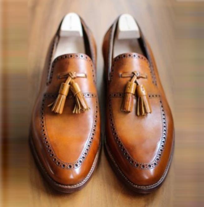 Men’s New Classic Brown Leather Shoes With Tassels Style, Luxury Shoes ...