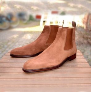Chelsea Boots Mens, Handmade Men Beige Boots, Suede Leather Boot