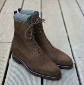 Brown Suede Leather Boot,Handmade Men Dress Office Boot