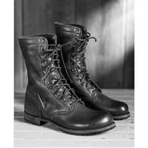 Men Black Combat Boots, Military Style Leather Boots