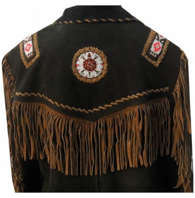 Beads Western Cowboy Suede Leather Jacket, Fringes Cowboy Jacket – Footeria