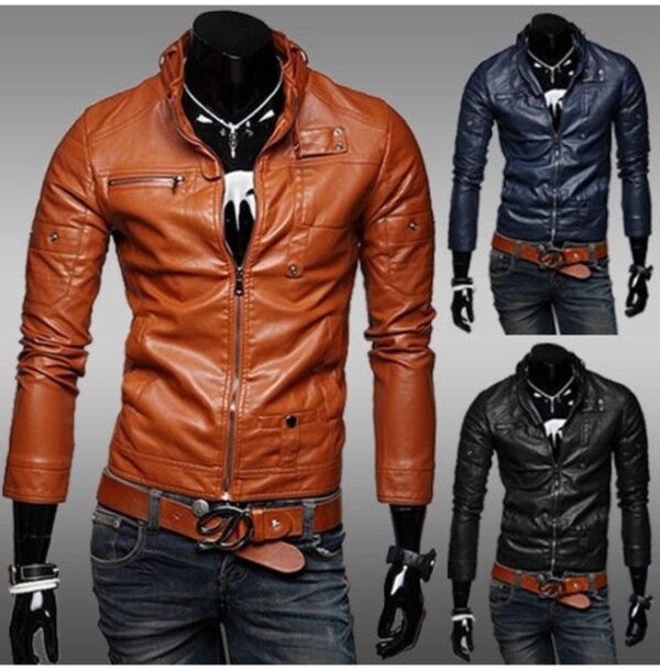 Black Color Leather Jacket Men’s, Slim Fit Biker Jacket, Motorcycle ...