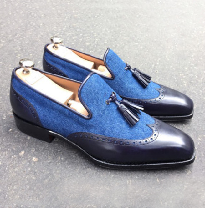 Handmade Loafer Shoes, Bespoke Tussle Formal Leather Office Shoes ...