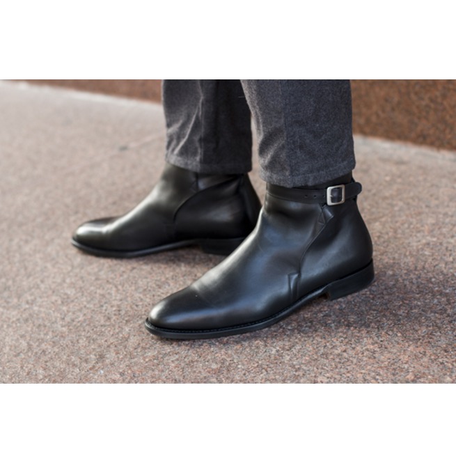 Handmade Men Black Leather Boots, Ankle 