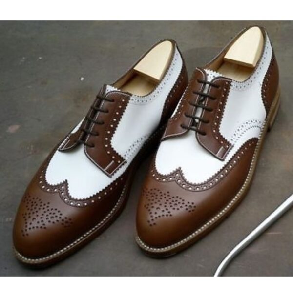 Handmade Men Wing Tip Brogue Spectator Formal Shoes, Two Tone Dress ...