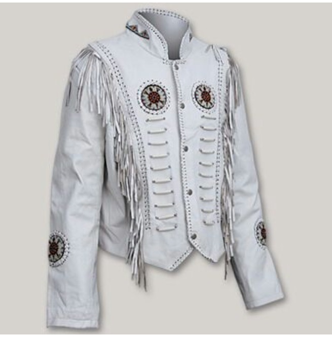 Men Western Leather Jacket ,White Cowboy Leather Jacket, Cowboy Jackets ...