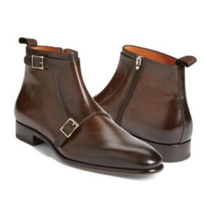 New Handmade Pure Brown Shaded Leather Ankle Boots for Men’s – Footeria