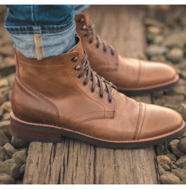 Men's Vintage Genuine Leather Lace Up Boots  Mens leather boots, Leather lace  up boots, Mens boots fashion