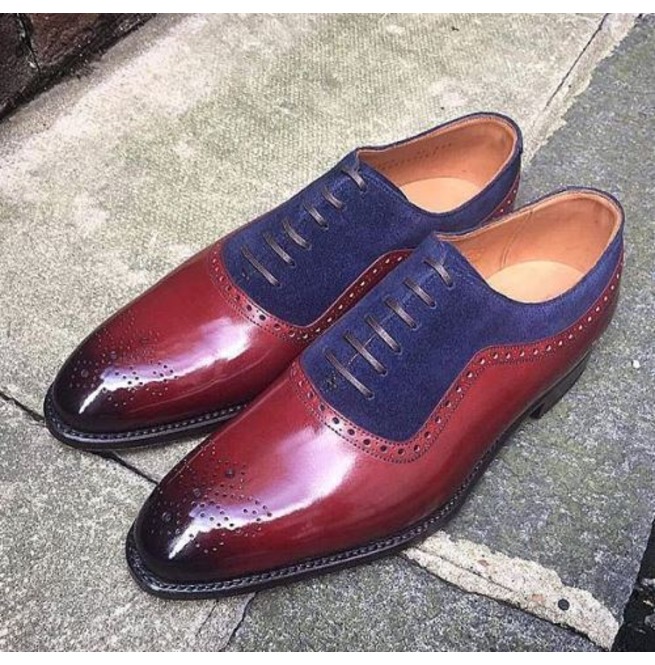 Handmade Mens Two Tone Formal Shoes, Brogue Oxford Leather Dress Shoes ...