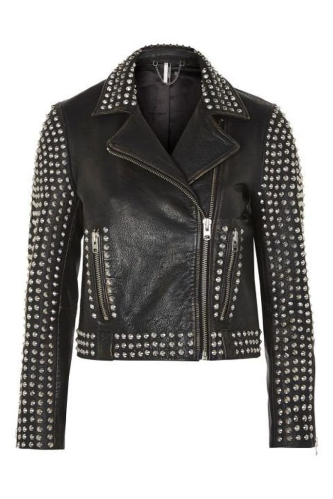 Men Black Studded Leather Jacket for Bikers and Racers, Retro Style ...