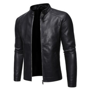 Men Black Motorcycle Leather Jacket. Sheep Skin Black Jacket for Men ...